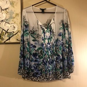 Sheer white floral/animal print